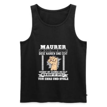 Maurer Sprüche Handwerker Bauarbeiter Stolz Ehre - Männer Premium Bio Tank Top - Schwarz - Vorne - AI Model Male 178 light (178cm)