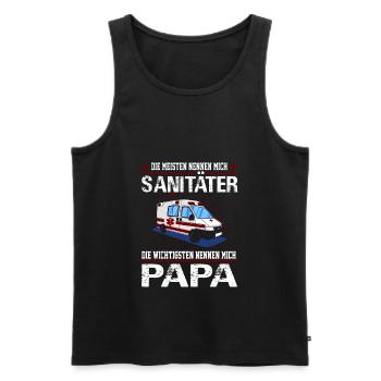 Sanitäter Rettungssanitäter Papa Rettungsdienst - Männer Premium Bio Tank Top - Schwarz - Vorne - Michal (187cm)