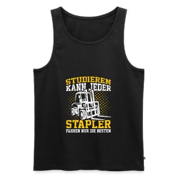 Staplerfahrer Spruch Stapler Gabelstapler Lagerist - Männer Premium Bio Tank Top - Schwarz - Vorne - Michal (187cm)