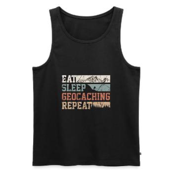 Geocaching EAT SLEEP REPEAT Geocacher Cache Nature - Men's Premium Organic Tank Top - black - Front - AI Model Male 178 light (178cm)