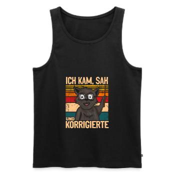 Ich kam sah und korrigierte Deutschlehrer Katze - Männer Premium Bio Tank Top - Schwarz - Vorne - Michal (187cm)