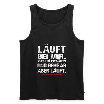Läuft bei mir Arbeit Lustiger Spruch - Männer Premium Bio Tank Top - Schwarz - Vorne - AI Model Male 178 light (178cm)
