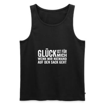 Glück ist für mich wenn mir niemand auf den Sack - Männer Premium Bio Tank Top - Schwarz - Vorne - Michal (187cm)