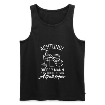 Sauna Astralkörper saunieren Wellness Saunagang - Männer Premium Bio Tank Top - Schwarz - Vorne - AI Model Male 178 light (178cm)