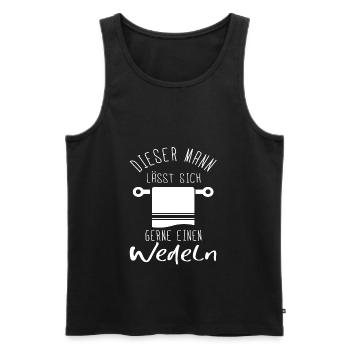 Saunagänger Sauna Wellness Saunagang Saunameister - Männer Premium Bio Tank Top - Schwarz - Vorne - Michal (187cm)