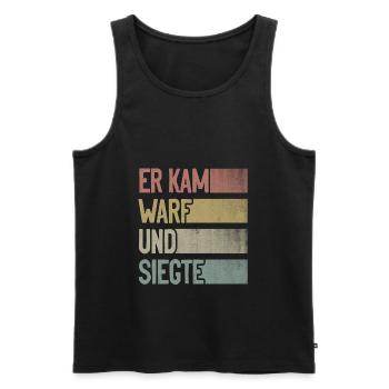 Er kam warf und siegte Boule Boccia Petanque - Männer Premium Bio Tank Top - Schwarz - Vorne - Michal (187cm)