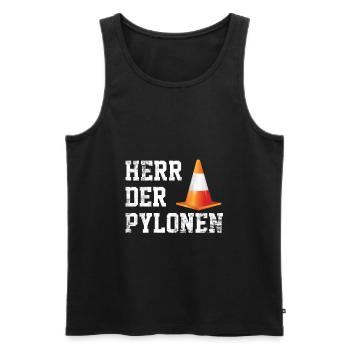 Herr der Pylonen Straßenwärter Straßenbau - Männer Premium Bio Tank Top - Schwarz - Vorne - AI Model Male 178 light (178cm)