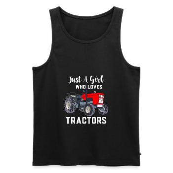 Ein Mädchen, das Traktoren liebt - Männer Premium Bio Tank Top - Schwarz - Vorne - AI Model Male 178 light (178cm)