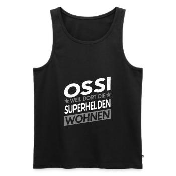 Ossi Superheld Spruch Ostdeutscher Sachsen - Männer Premium Bio Tank Top - Schwarz - Vorne - AI Model Male 178 light (178cm)