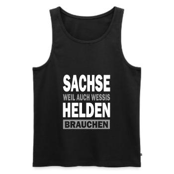 Stolzer Sachse Ossi Ostdeutscher - Männer Premium Bio Tank Top - Schwarz - Vorne - Michal (187cm)