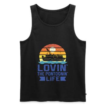 Vintage Life Pontoon Captain Boat Sunset - Männer Premium Bio Tank Top - Schwarz - Vorne - Michal (187cm)