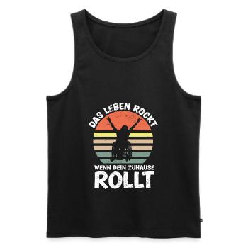 Lustiger Rollstuhlfahrer rockt - Männer Premium Bio Tank Top - Schwarz - Vorne - AI Model Male 178 light (178cm)