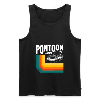 Vintage Life Pontoon Captain Boat Sunset - Männer Premium Bio Tank Top - Schwarz - Vorne - Michal (187cm)
