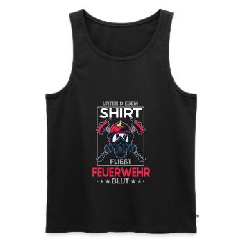 Feuerwehr Blut Lustige Feuerwehrmann Sprüche - Männer Premium Bio Tank Top - Schwarz - Vorne - Michal (187cm)