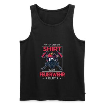 Feuerwehr Blut Lustige Feuerwehrmann Sprüche - Männer Premium Bio Tank Top - Schwarz - Vorne - Michal (187cm)