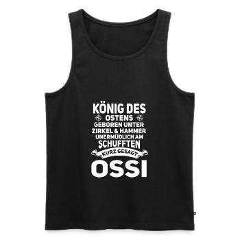 König des Ostens Ossi Spruch Ostdeutscher - Männer Premium Bio Tank Top - Schwarz - Vorne - AI Model Male 178 light (178cm)