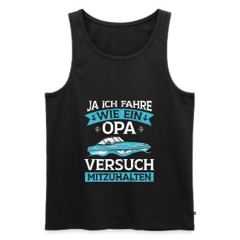 Sportboot Opa Kapitän Boot - Männer Premium Bio Tank Top - Schwarz - Vorne - Michal (187cm)