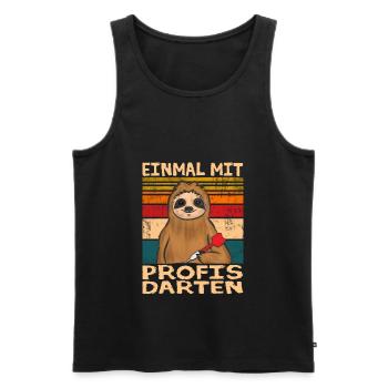 Vintage Dart lustig darts spruch Faultier - Männer Premium Bio Tank Top - Schwarz - Vorne - Michal (187cm)