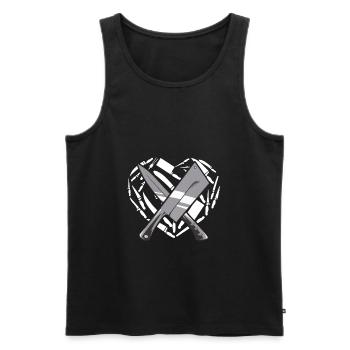 Butcher Heart Butcher Butcher Butcher’s Shop Fleischer - Débardeur bio Premium Homme - noir - Devant - Michal (187cm)