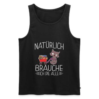 Book Nerd Bücherwurm Leseratte Katze - Männer Premium Bio Tank Top - Schwarz - Vorne - Michal (187cm)