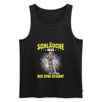 Feuerwehr Blut Lustige Feuerwehrmann Sprüche - Männer Premium Bio Tank Top - Schwarz - Vorne - Michal (187cm)