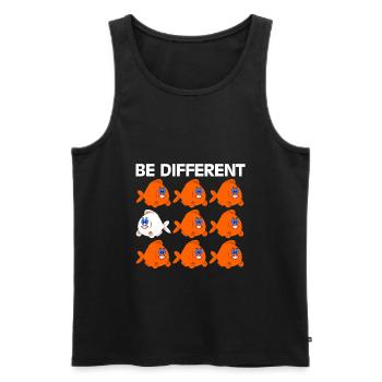 Être différent énonciations drôle poissons bande dessinée bande dessinée - Débardeur bio Premium Homme - noir - Devant - AI Model Male 178 light (178cm)