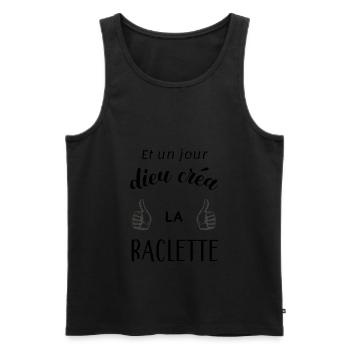 Raclette humour - Débardeur bio Premium Homme - noir - Devant - AI Model Male 178 light (178cm)