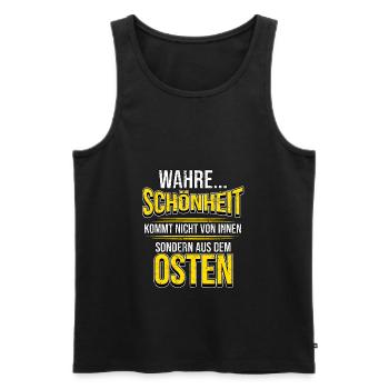 Osten Spruch Lustig DDR Mauerfall Berlin Geschenk - Männer Premium Bio Tank Top - Schwarz - Vorne - Michal (187cm)