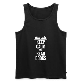 Bücherwurm Lustig Nerd Geek Leseratte Bibliothek - Männer Premium Bio Tank Top - Schwarz - Vorne - Michal (187cm)