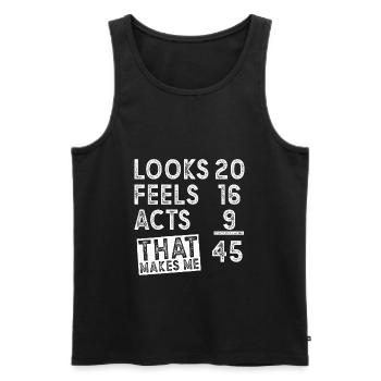 45 Geburtstag Spruch 45 Jahre Geschenk - Männer Premium Bio Tank Top - Schwarz - Vorne - AI Model Male 178 light (178cm)