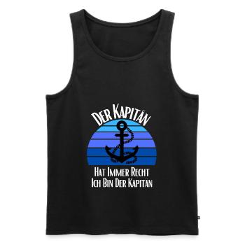 Der Kapitän Hat Immer Recht Ich Bin Der Kapitän - Männer Premium Bio Tank Top - Schwarz - Vorne - Michal (187cm)