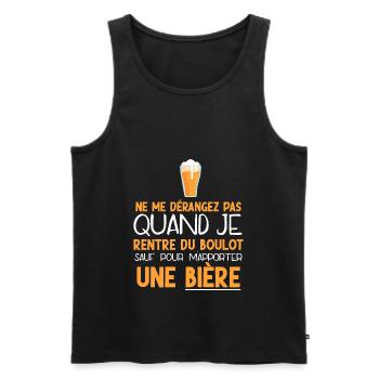 Phrase drôle alcool bière beauf - Débardeur bio Premium Homme - noir - Devant - Michal (187cm)