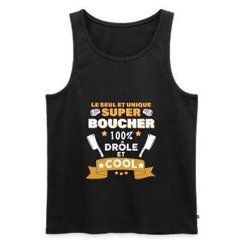 Boucher parfait cadeau pour mon boucher préféré - Débardeur bio Premium Homme - noir - Devant - Michal (187cm)