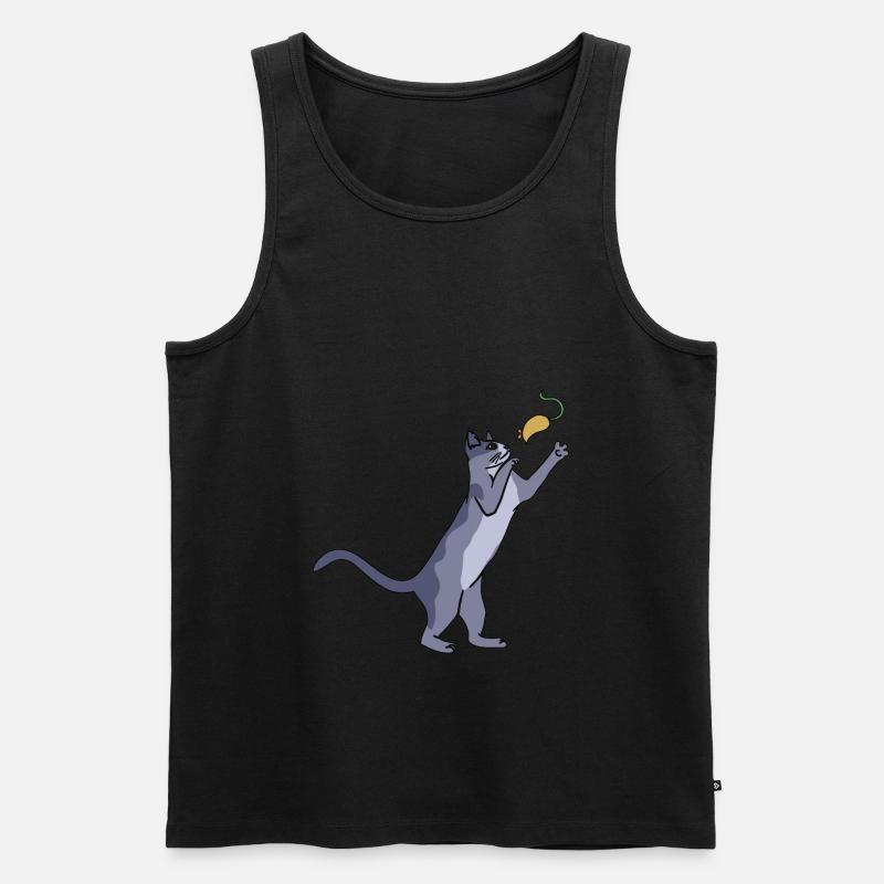 Katze mit Maus - Männer Premium Bio Tank Top - Schwarz