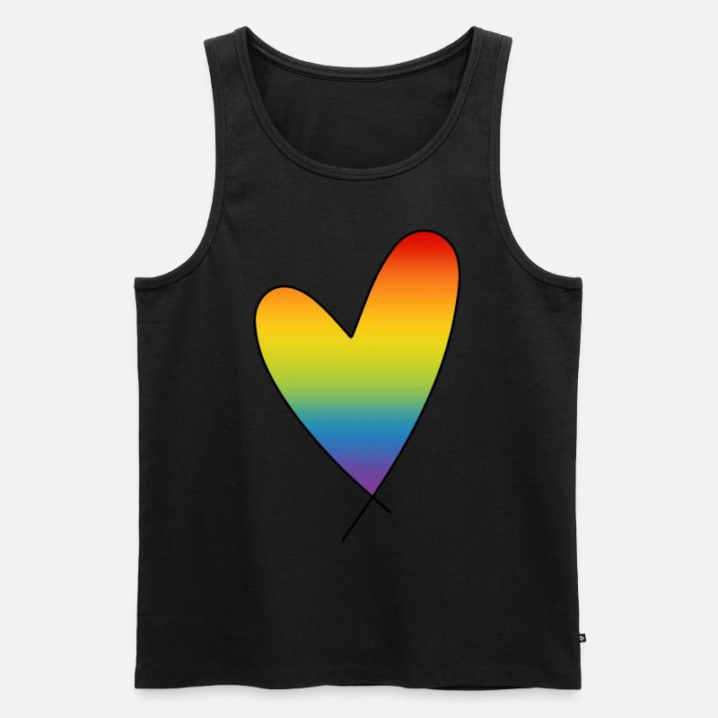 Regenbogen Herz Regenbogenfarben CSD Pride Month - Männer Premium Bio Tank Top - Schwarz