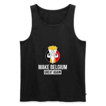 MAKE BELGIUM GREAT AGAIN - Débardeur bio Premium Homme - noir - Devant - AI Model Male 178 light (178cm)
