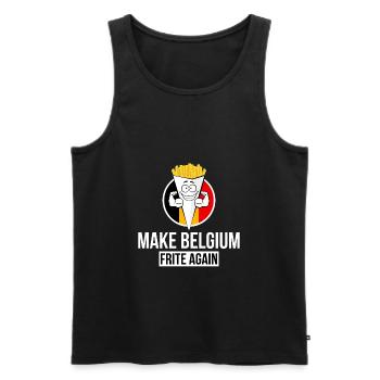 MAKE BELGIUM FRITE AGAIN - Débardeur bio Premium Homme - noir - Devant - AI Model Male 178 light (178cm)