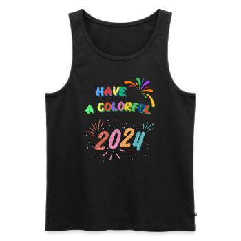 Frohes neues Jahr 2024! - Männer Premium Bio Tank Top - Schwarz - Vorne - Michal (187cm)