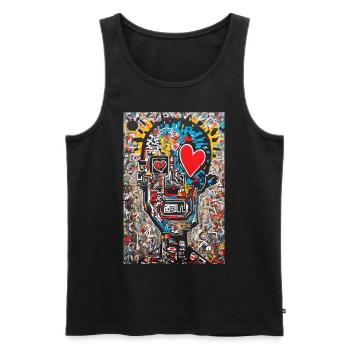 "Amour Urbain" - Débardeur bio Premium Homme - noir - Devant - AI Model Male 178 light (178cm)