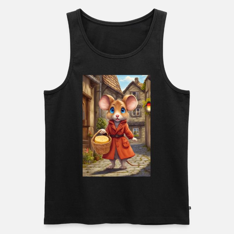 Maus mit ihrem Käse - Männer Premium Bio Tank Top - Schwarz