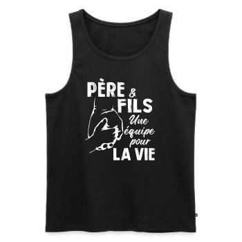 Père et Fils une equipe pour la vie - Débardeur bio Premium Homme - noir - Devant - Michal (187cm)