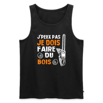 J peux pas je dois faire du bois - Débardeur bio Premium Homme - noir - Devant - Michal (187cm)