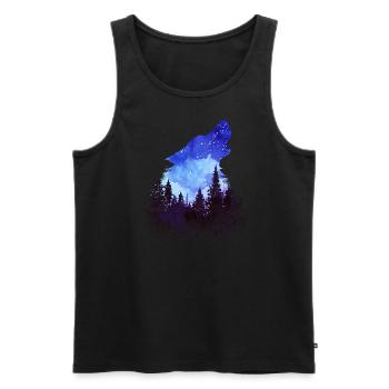 Wolf with forest hintergund - Men's Premium Organic Tank Top - black - Front - Michal (187cm)