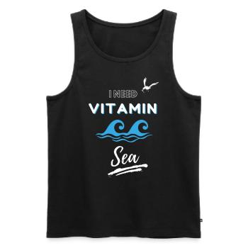J’ai besoin de vitamine mer - Débardeur bio Premium Homme - noir - Devant - Michal (187cm)