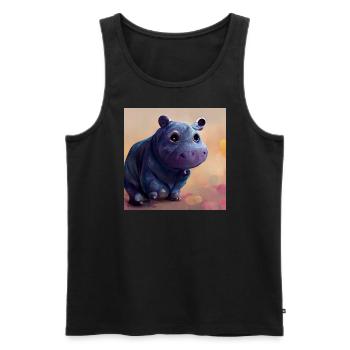 Venusha - L’hippopotame mignon - Débardeur bio Premium Homme - noir - Devant - Michal (187cm)