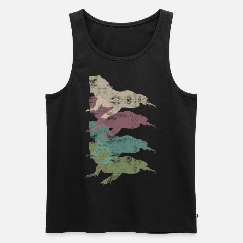 Retro Eidechse Echse - Männer Premium Bio Tank Top - Schwarz