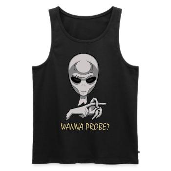 Wanna Probe Cheeky Alien - Men's Premium Organic Tank Top - black - Front - Michal (187cm)
