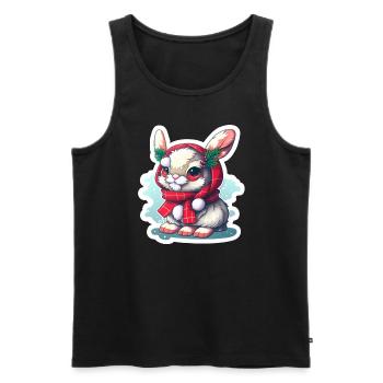 Lapin de Noël avec chapeau et foulard - Débardeur bio Premium Homme - noir - Devant - AI Model Male 178 light (178cm)