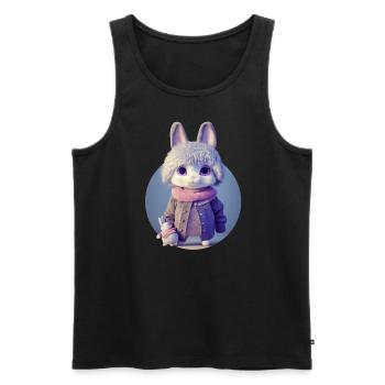 Lapin mignon avec son jouet - Débardeur bio Premium Homme - noir - Devant - Michal (187cm)