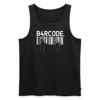 B4RCODE. Piano - Débardeur bio Premium Homme - noir - Devant - AI Model Male 178 light (178cm)